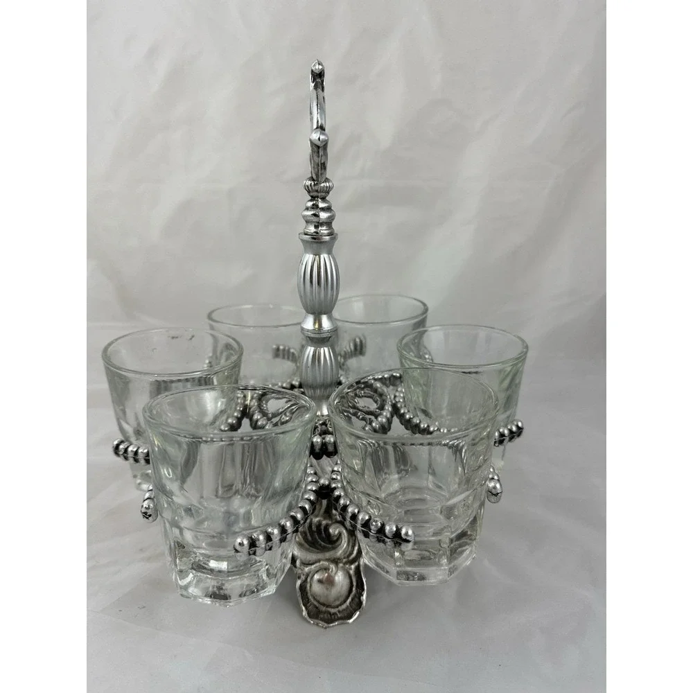 Loevsky & Loevsky WMC Silver Brandy Glass Carrier Caddy Holder Vtg 70 Barware
